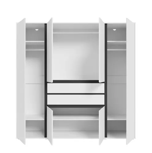 Garderobenschrank Kleiderschrank Falun | 6-türig | weiß