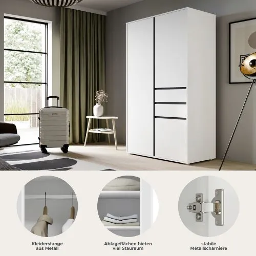 Garderobenschrank Kleiderschrank Falun | weiß