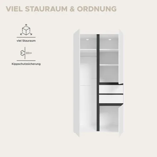 Garderobenschrank Kleiderschrank Falun | weiß