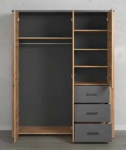 Garderobenschrank Kleiderschrank Follow | Artisan Eiche / Matera grau