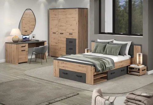 Garderobenschrank Kleiderschrank Follow | Artisan Eiche / Matera grau