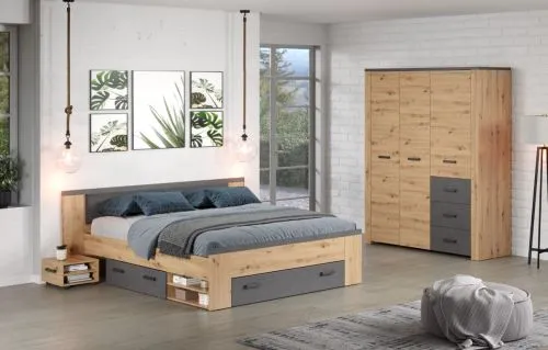 Garderobenschrank Kleiderschrank Follow | Artisan Eiche / Matera grau