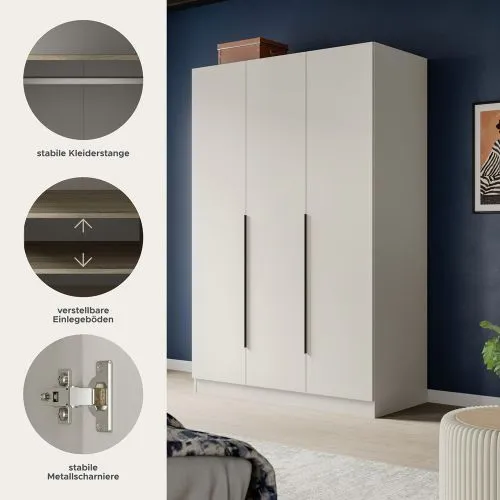 Garderobenschrank Kleiderschrank Kopenhagen | 3-türig | Kaschmir