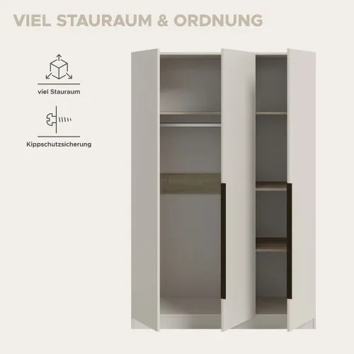Garderobenschrank Kleiderschrank Kopenhagen | 3-türig | Kaschmir
