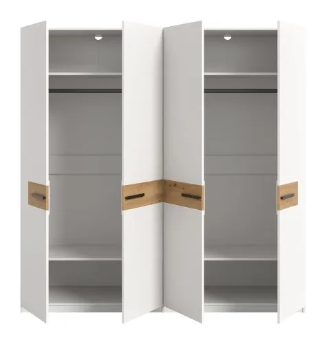 Garderobenschrank Kleiderschrank Stanga | Weiß / Artisan Eiche