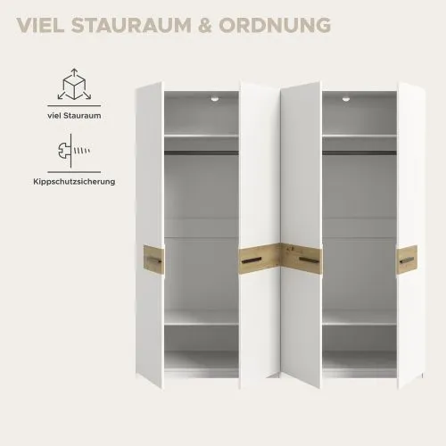 Garderobenschrank Kleiderschrank Stanga | Weiß / Artisan Eiche