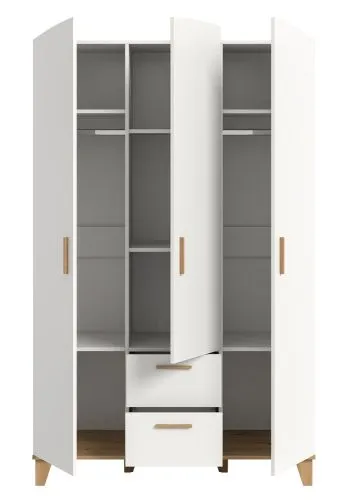 Garderobenschrank Kleiderschrank Stella 3-türig | weiß / Artisan Eiche