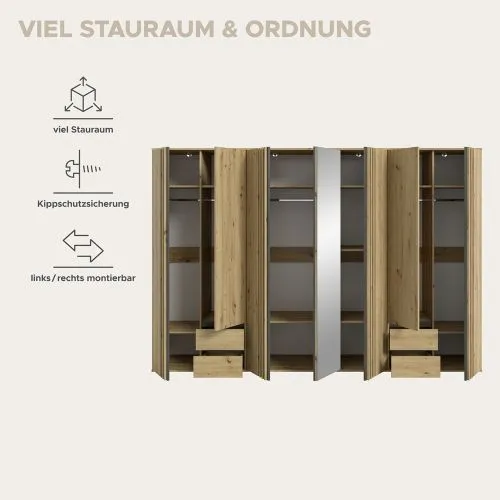 Garderobenschrank Kleiderschrank Tofta 2 | 3-teilig | Artisan Eiche