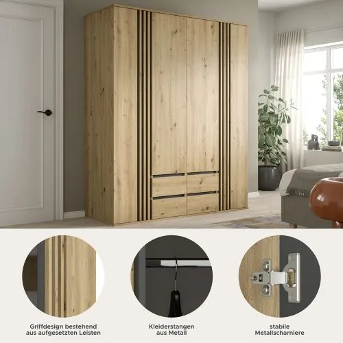 Garderobenschrank Kleiderschrank Tofta | 2-teilig | Artisan Eiche