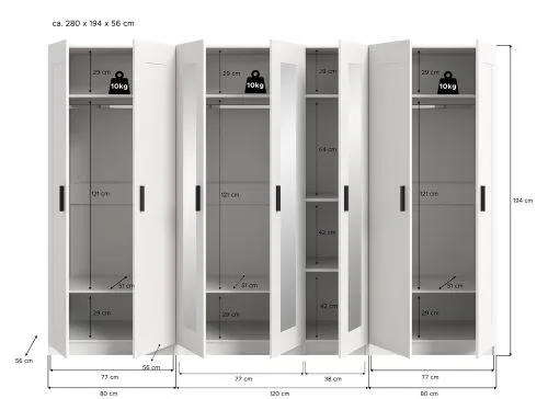 Garderobenschrank Kleiderschrank Visby 1 | 3-teilig | weiß