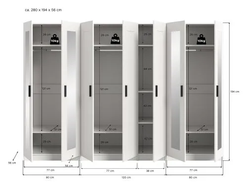 Garderobenschrank Kleiderschrank Visby 2 | 3-teilig | weiß