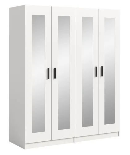 Garderobenschrank Kleiderschrank Visby | 2-teilig mit Spiegel | weiß