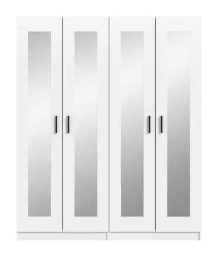 Garderobenschrank Kleiderschrank Visby | 2-teilig mit Spiegel | weiß