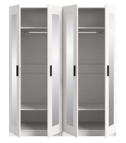 Garderobenschrank Kleiderschrank Visby | 2-teilig mit Spiegel | weiß