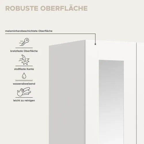 Garderobenschrank Kleiderschrank Visby | 2-teilig mit Spiegel | weiß