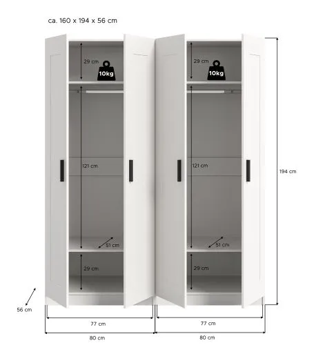Garderobenschrank Kleiderschrank Visby | 2-teilig | weiß