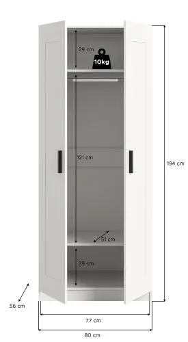 Garderobenschrank Kleiderschrank Visby | 2-türig | weiß