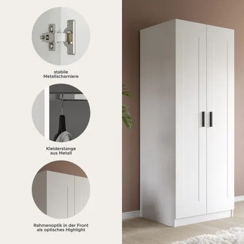 Garderobenschrank Kleiderschrank Visby | 2-türig | weiß