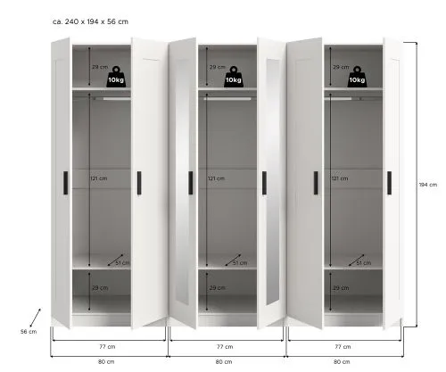 Garderobenschrank Kleiderschrank Visby | 3-teilig | weiß
