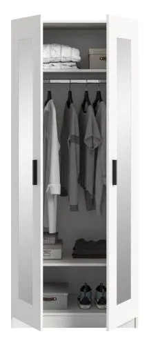 Garderobenschrank Kleiderschrank Visby | mit Spiegel | weiß
