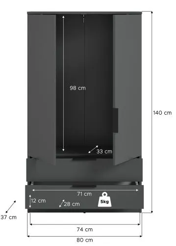 Garderobenschrank Kopenhagen | anthrazit