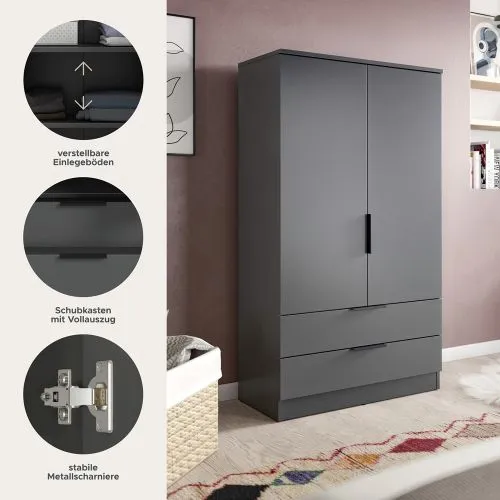 Garderobenschrank Kopenhagen | anthrazit