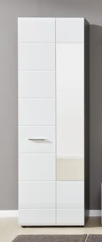 Garderobenschrank Line | Hochglanz weiß / rauchsilber