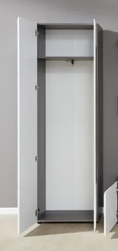 Garderobenschrank Line | Hochglanz weiß / rauchsilber