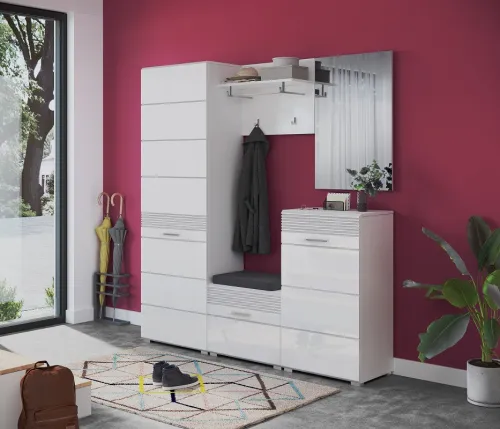 Garderobenschrank Linus | weiß Hochglanz