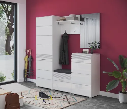 Garderobenschrank Linus | weiß Hochglanz