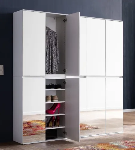 Garderobenschrank Mirror | Kombination | weiß | 3-teilig
