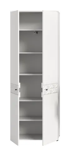 Garderobenschrank Prisma | weiß / weiß Hochglanz
