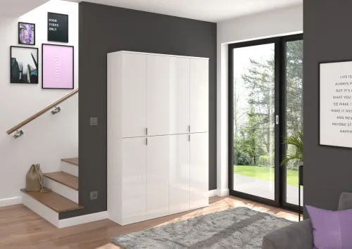 Garderobenschrank Projekt X 1 | Kombination | weiß Hochglanz | 2-teilig