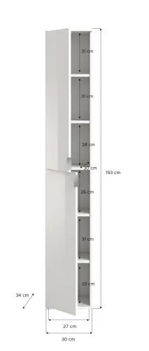Garderobenschrank Projekt X 1 | Kombination | weiß Hochglanz / Spiegeltüren | 2-teilig