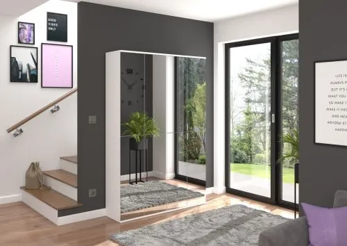 Garderobenschrank Projekt X 1 | Kombination | weiß | Spiegeltüren | 2-teilig