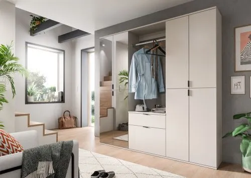 Garderobenschrank Projekt X groß | Kaschmir | Spiegeltüren