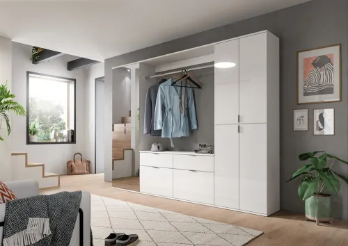 Garderobenschrank Projekt X groß | weiß | Spiegeltüren