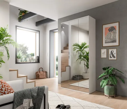 Garderobenschrank Projekt X | Kombination | weiß | Spiegeltüren | 2-teilig