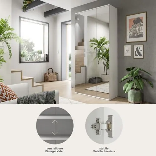 Garderobenschrank Projekt X | Kombination | weiß | Spiegeltüren | 2-teilig