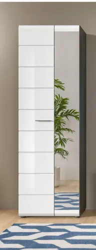 Garderobenschrank Salsa | weiß Hochglanz / rauchsilber