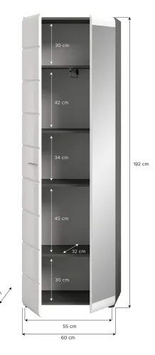 Garderobenschrank Salsa | weiß Hochglanz / rauchsilber