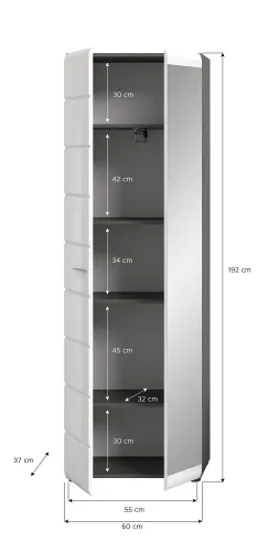 Garderobenschrank Salsa | weiß Hochglanz / rauchsilber