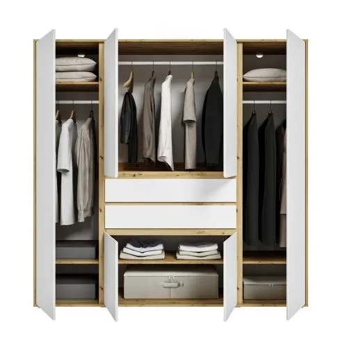 Garderobenschrank Schrank Falun | 6-türig | weiß / Artisan Eiche