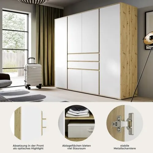 Garderobenschrank Schrank Falun | 6-türig | weiß / Artisan Eiche