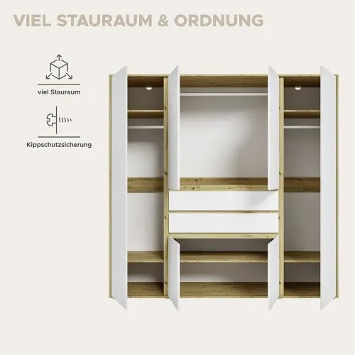 Garderobenschrank Schrank Falun | 6-türig | weiß / Artisan Eiche