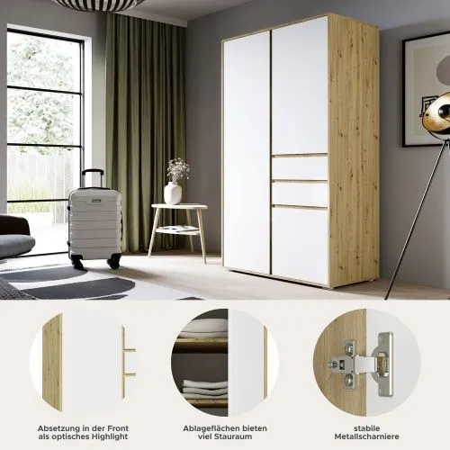 Garderobenschrank Schrank Falun | weiß / Artisan Eiche