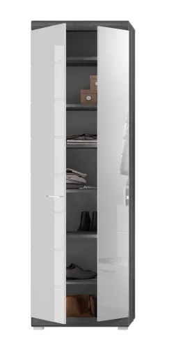 Garderobenschrank Scout | weiß Hochglanz / rauchsilber