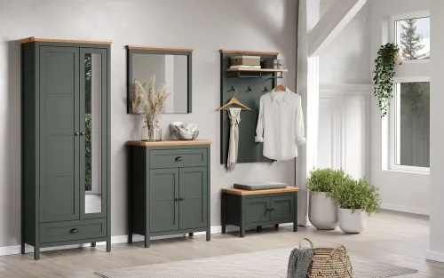 Garderobenschrank Stanton | Tannengrün / Eiche