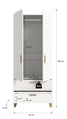 Garderobenschrank Stella | weiß / Artisan Eiche