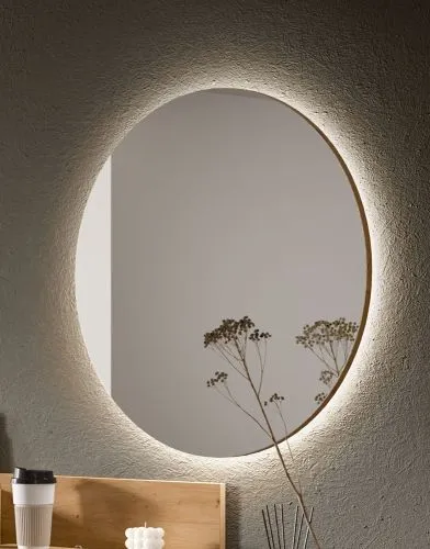 Garderobenspiegel Drive | rund | Artisan Oak inkl. LED Lichtband
